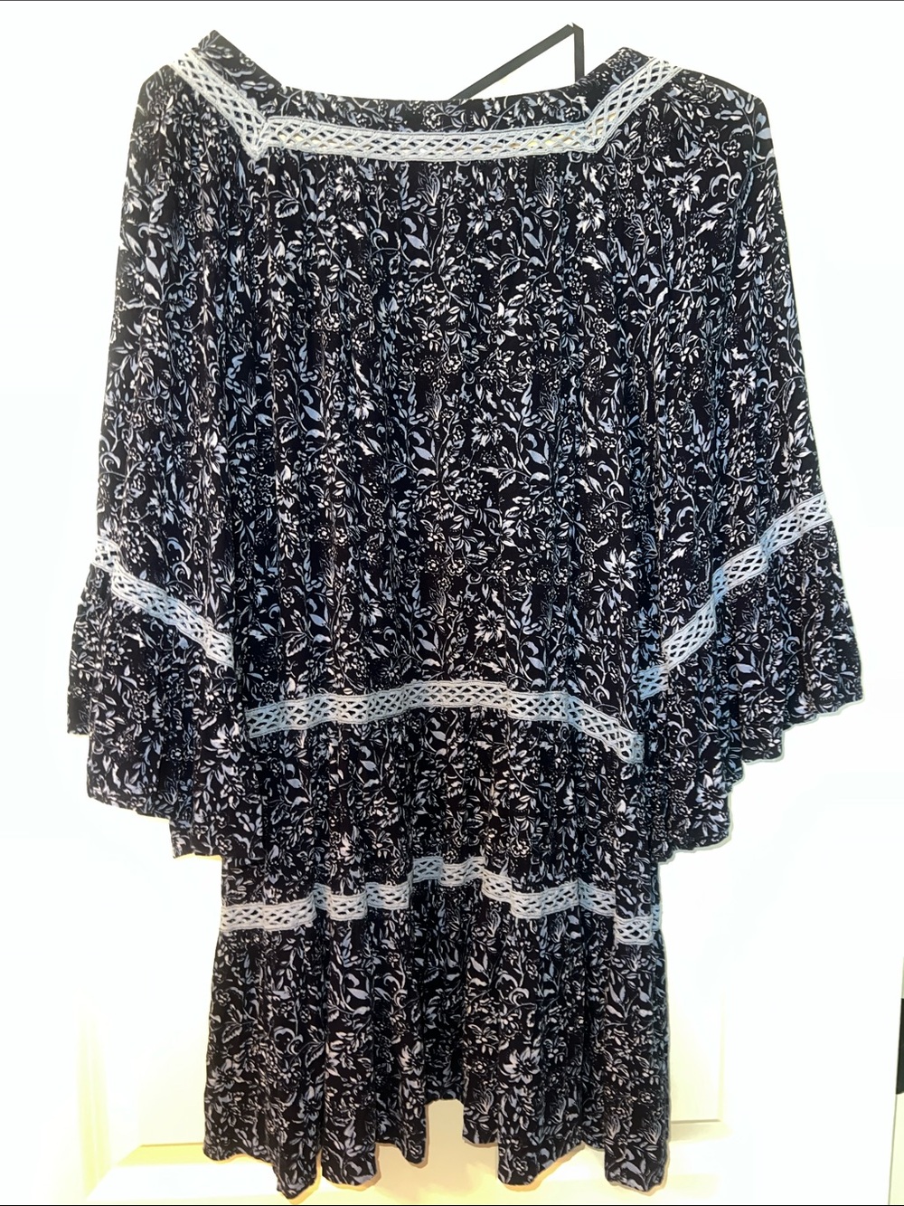 Free People Navy Floral Tiered Peasant Tunic M - Picture 4 of 6